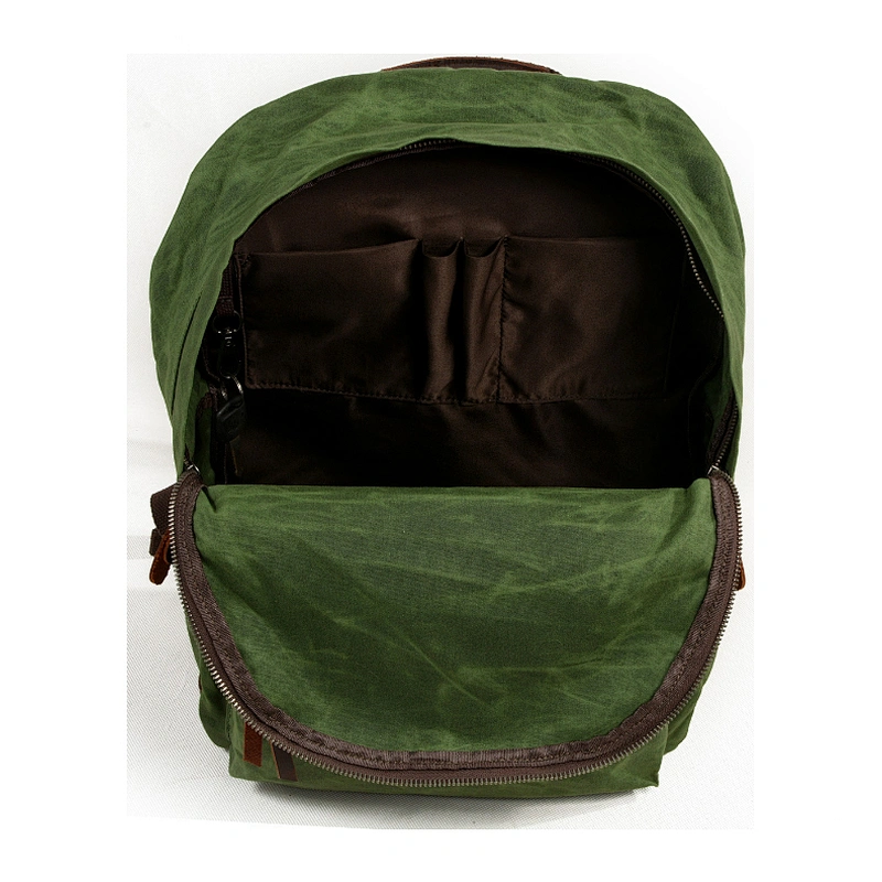 Factory Custom Navy Green Waxed Canvas Backpack trolley school bags school backpacks