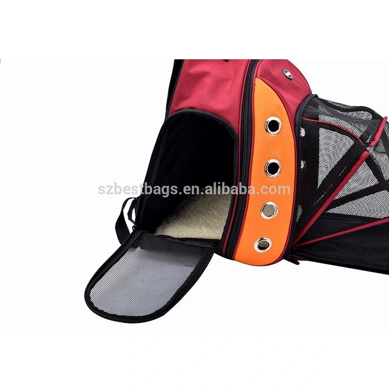 Deluxe Dog Carrier Travel Backpack Double Shoulders Straps Bag for Small Pet Puppy Cat Red Grey