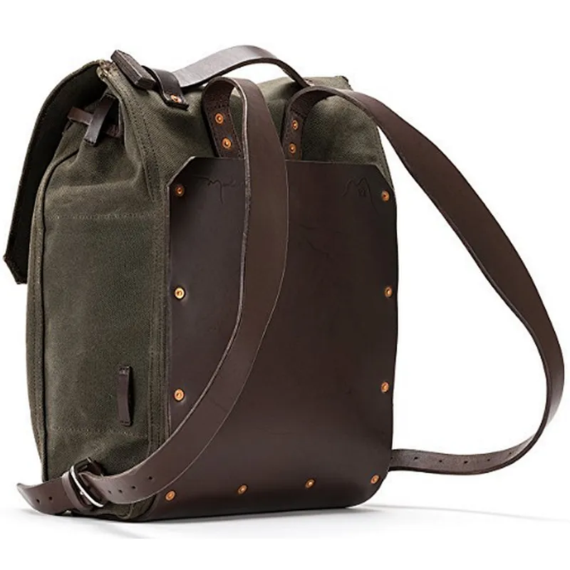 Vintage Hiking Canvas Backpack Waxed travel Canvas and Leather Backpack