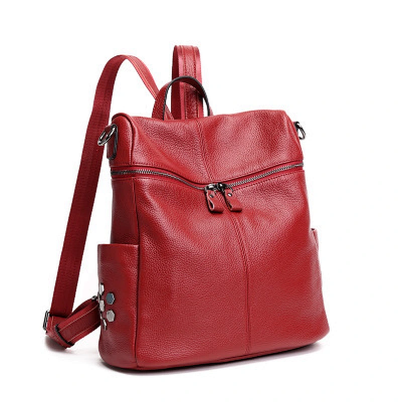 Genuine Leather Travel Bag For Women Fashion Ladies Backpacks Ladies School Bag
