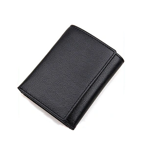 Handmade Natural Grain Texture Real Leather European Style Muti Card Holder RFID Blocking Trifold Wallet