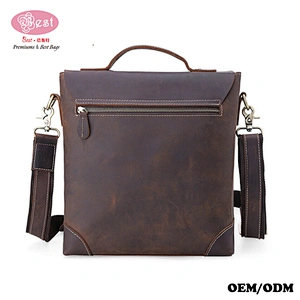 Promotional waterproof Genuine Leather men rivet shoulder messenger bag mens Business travel working gift daily