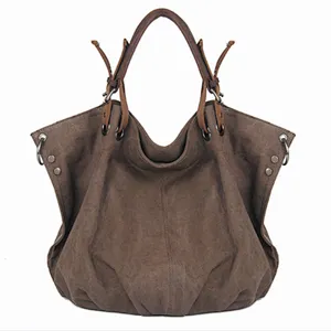 Women's Canvas Hobo Top-handle Bag Multi-pocket Cotton Canvas Handbags Shoulder Bags Totes Purses