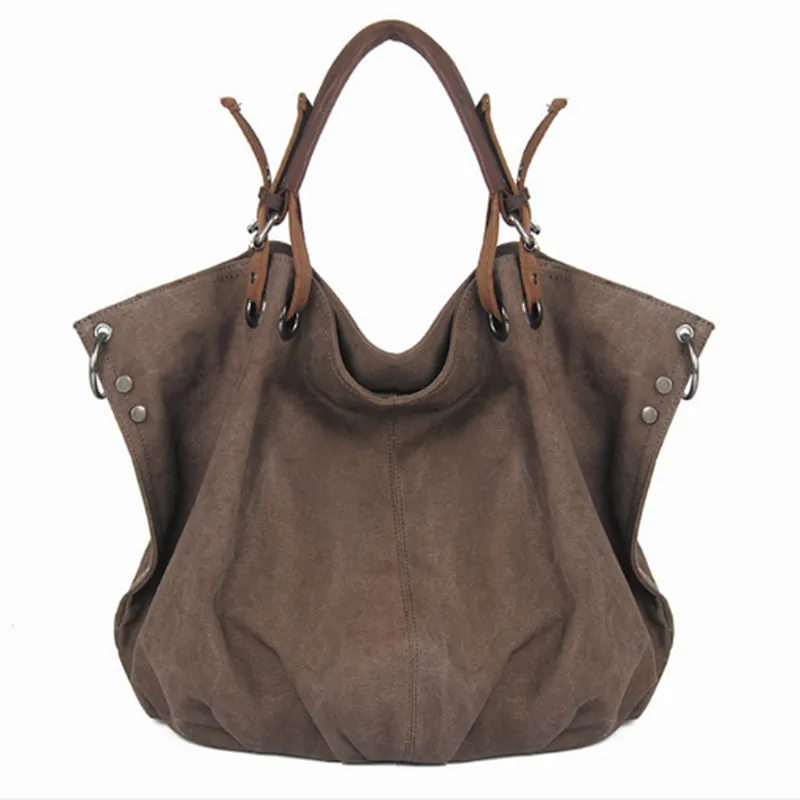 Women's Canvas Hobo Top-handle Bag Multi-pocket Cotton Canvas Handbags Shoulder Bags Totes Purses