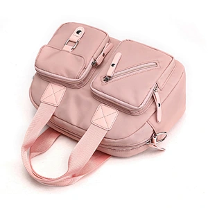 jelly  Women Nylon with ladies leather  Waterproof Handbag with zipper Messenger Shoulder hand Bag Lady Travel Tote Satchel