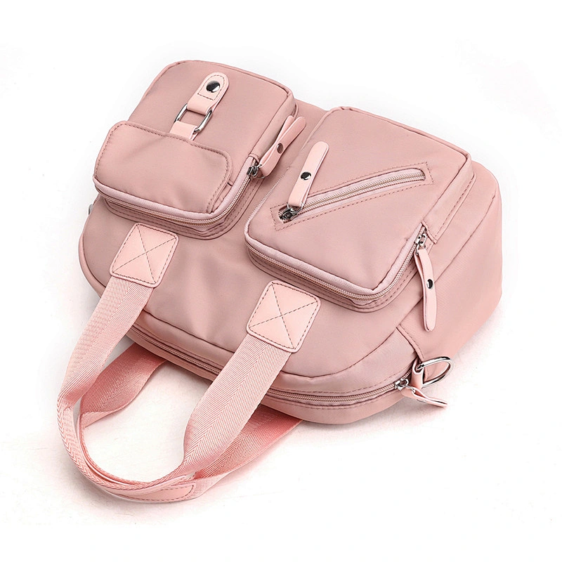 jelly  Women Nylon with ladies leather  Waterproof Handbag with zipper Messenger Shoulder hand Bag Lady Travel Tote Satchel