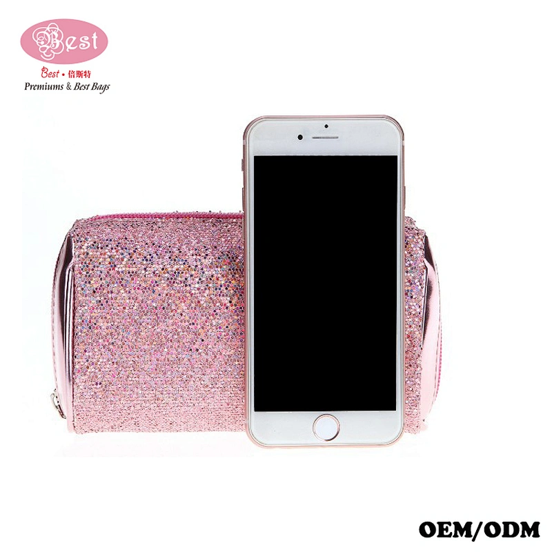 Portable Pink Makeup Tool Bags Sequin Bling Organizer Cosmetic Bags