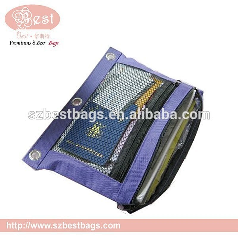 3-ring pencil pouch, 3 layers pencil case for office stationery