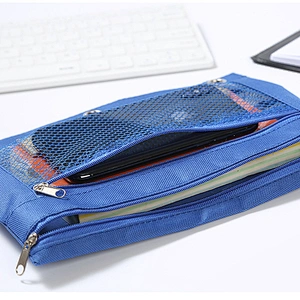 Wholesale 3 Rings Hole Pencil Pouch Stationery Bag Zipper Fabric Pockets for Office gift