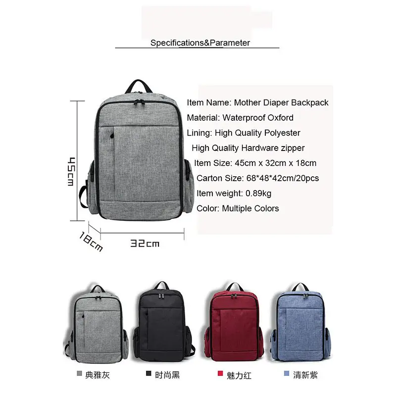 Candy Colors Unisex Mother Backpack stroller diaper caddy bags Diapers Mum Bag Backpack