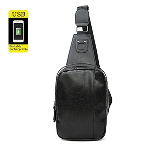 High Quality leisure business PU leather waterproof Single Shoulder Cross Body Bag chest bag for men