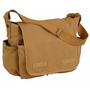 Customized men's canvas shoulder messenger bag waxed mens