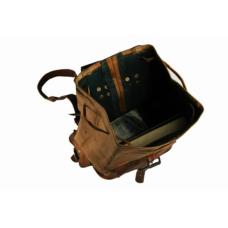 Bag Leather Backpack Men Laptop Satchel Travel Vintage Shoulder Rucksack School