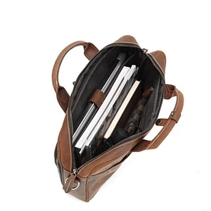 Fashion Men Crazy Horse Leather High Quality Vintage Briefcases Genuine Leather Handbag Laptop Bag for Men
