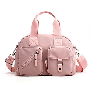 jelly  Women Nylon with ladies leather  Waterproof Handbag with zipper Messenger Shoulder hand Bag Lady Travel Tote Satchel