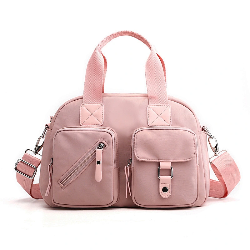 jelly  Women Nylon with ladies leather  Waterproof Handbag with zipper Messenger Shoulder hand Bag Lady Travel Tote Satchel