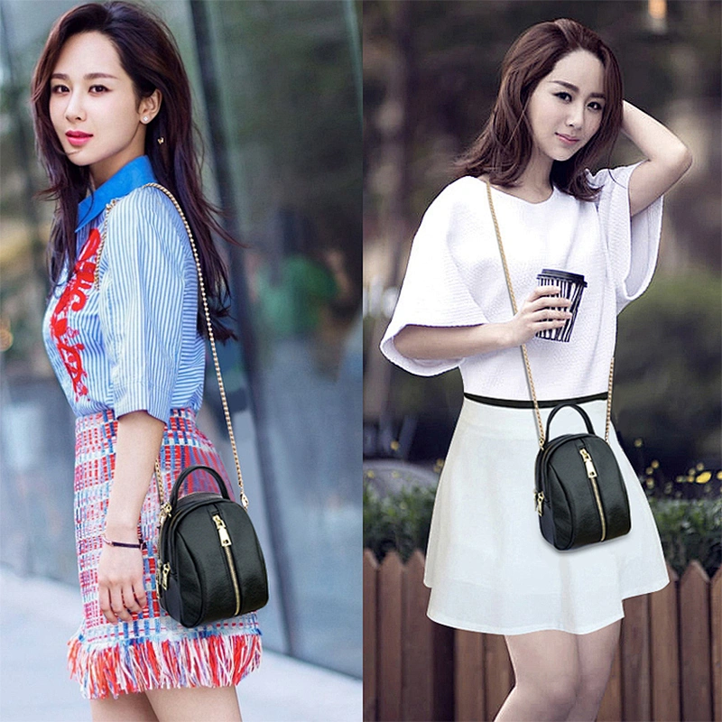 Stylish side mini crossbody long metal chain strap shoulder sling handbags for ladies