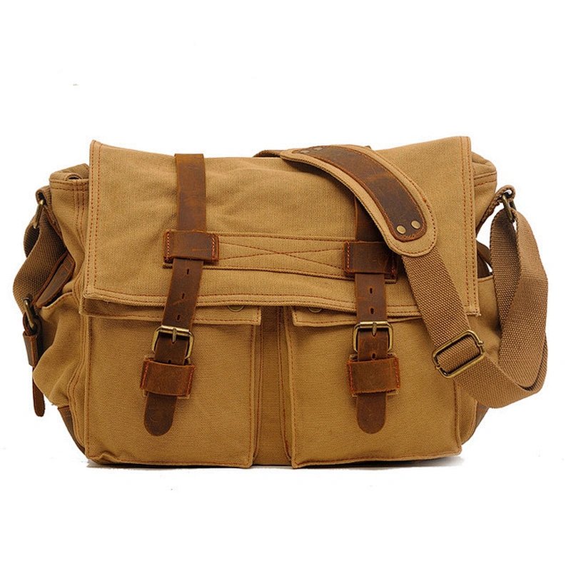 2018 New Men's Canvas Shoulder Bag European and American Style Retro Messenger Bag Men's Casual Bag