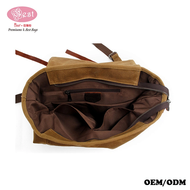 Wholesale vintage latest fashion backpack waxed canvas backpack travel canvas backpack
