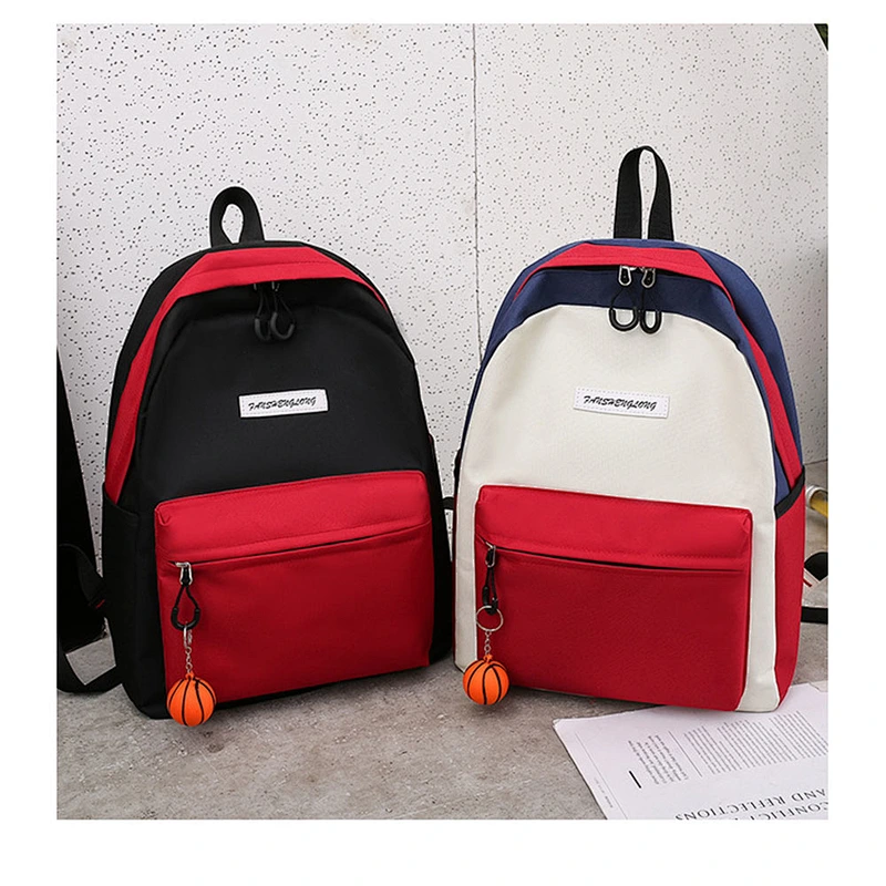 2019 simple versatile durable four-piece canvas college students shoulder bag for school or daily use