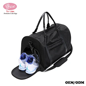 Factory hot sale travel gym bag gold red with shoe compartment basketball