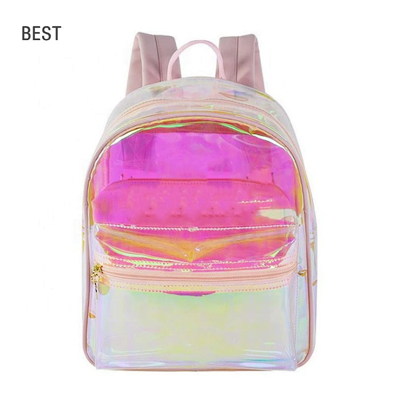 custom fashion school bag pvc hologram backpack
