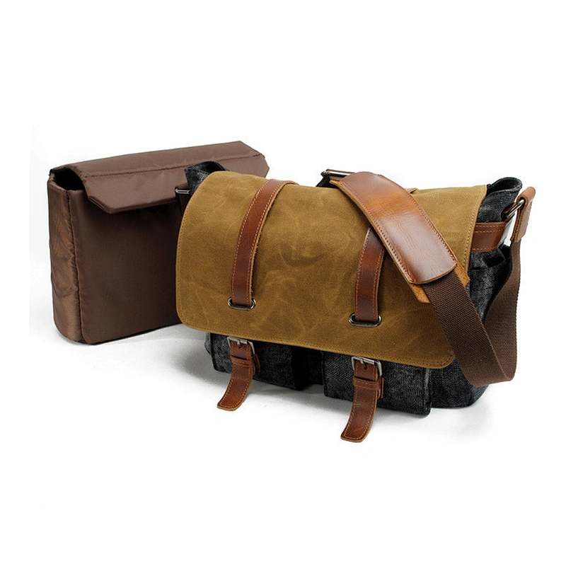 2018 Stylish Messenger Bags Canvas Leather Trim D/SLR Camera Bags Shoulder Bags