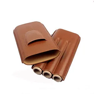 Travel Spanish Cedar Veneer Leather Cigar Case Top Grain Genuine Leather Cigar Case Humidor