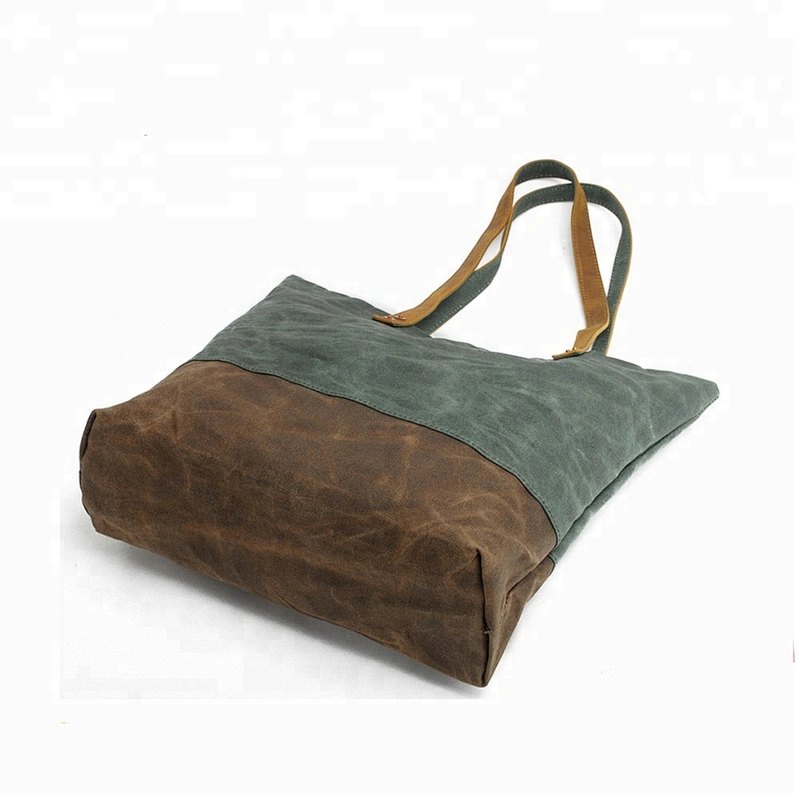 Retro Waxed Canvas Tote Bags Ladies Leisure Shoulder Bags