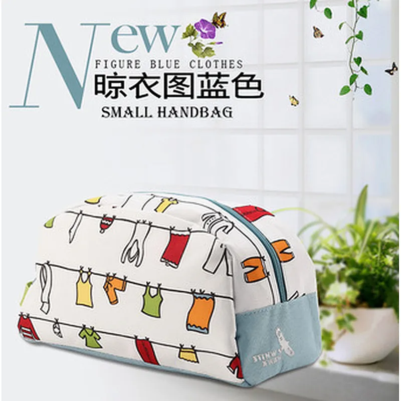 Custom printed fabric makeup cosmetic pouch camping toiletry make up bag