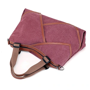 2019FW new coming canvas PU big capacity style contrast color tote shoulder handbag