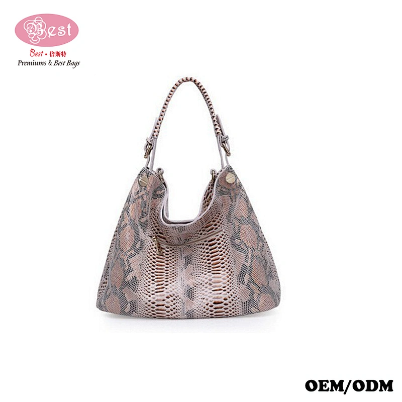 Factory Handmade Stylish Design Snake Pattern Real Leather Luxury Hobo Bag Ladies Handbag