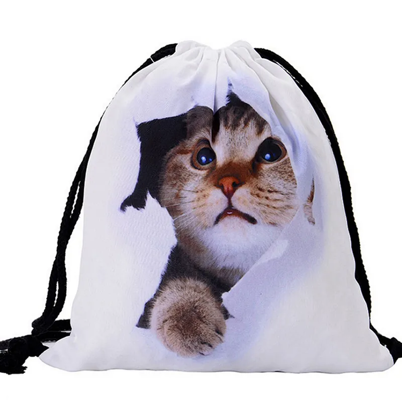 Promotional custom print small waterproof 210d polyester emoji drawstring bag backpack