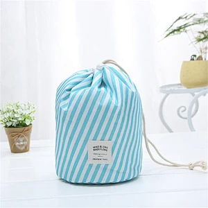 Large Capacity Multi-function Portable Drawstring Travel Packing Cylinder Cosmetic Bag