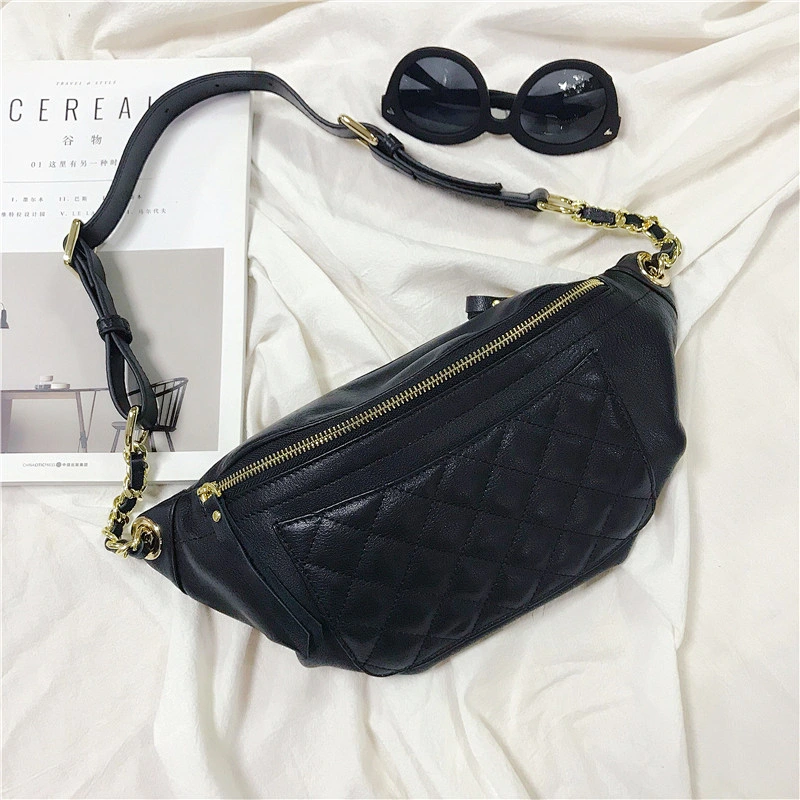 Portable Sequins PU Leather Shoulder Chest Bag Women Packs Zipper Waterproof Mini Shoulder Waist Bag Handbags