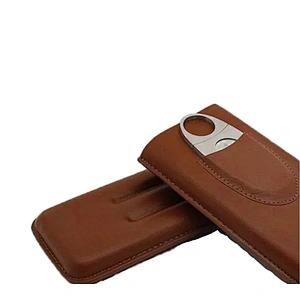 Wholesale Hot Selling Travel Humidor PU Leather Cigar Case with 3 cigars