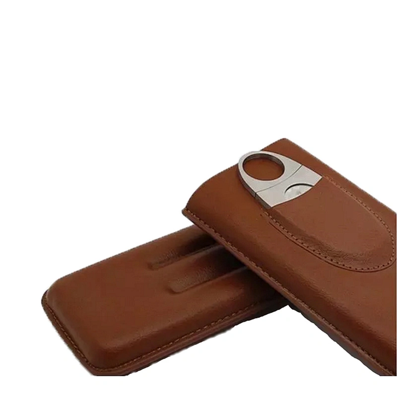 Wholesale Hot Selling Travel Humidor PU Leather Cigar Case with 3 cigars