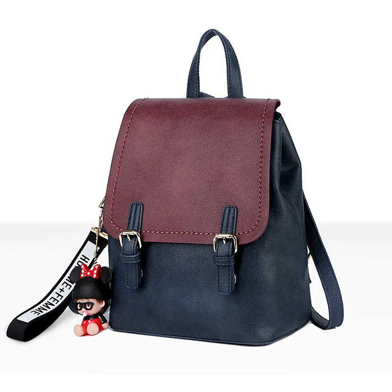 2019 Stylish School Bag PU Leather Ladies Vintage Backpack for Travel