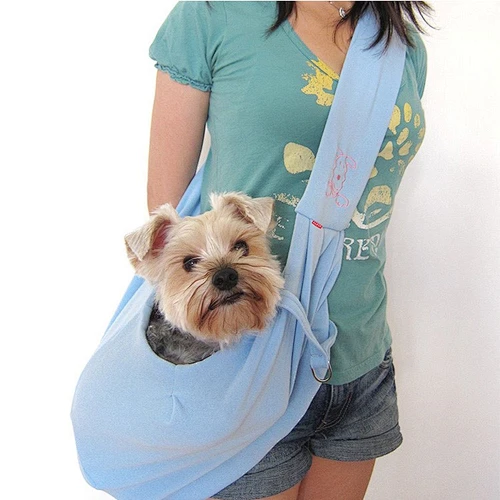 Hands-free small folding foldable reversible cotton pet sling carrier bag for dog
