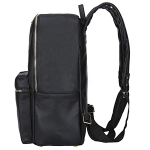 Black multifunctional pu baby diaper back pack nappy bag backpack for mom