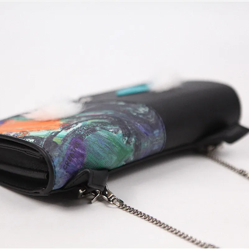 2019 oil painting palm civet series new style fashion design portable wallet card bag