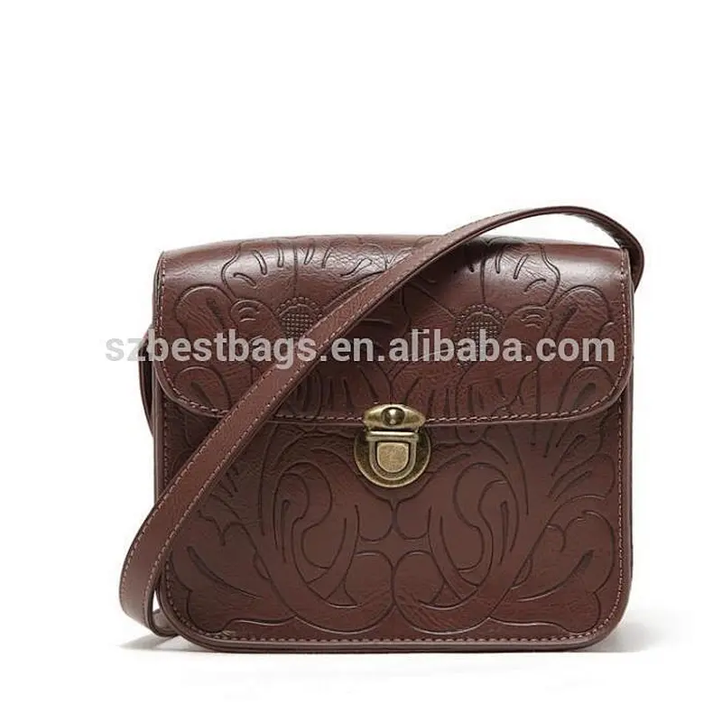 Vintage women's PU leather long shoulder bag Long strap crossbody bag