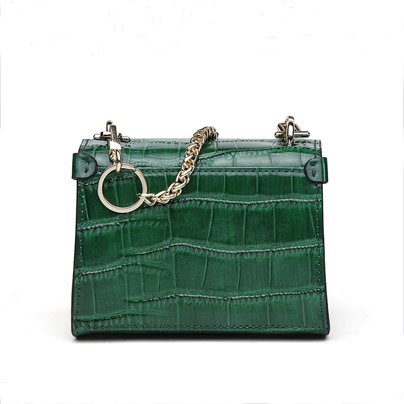 Genuine Leather Mini Hard Chain Handbag For Women High Quality Casual Ladies Bag