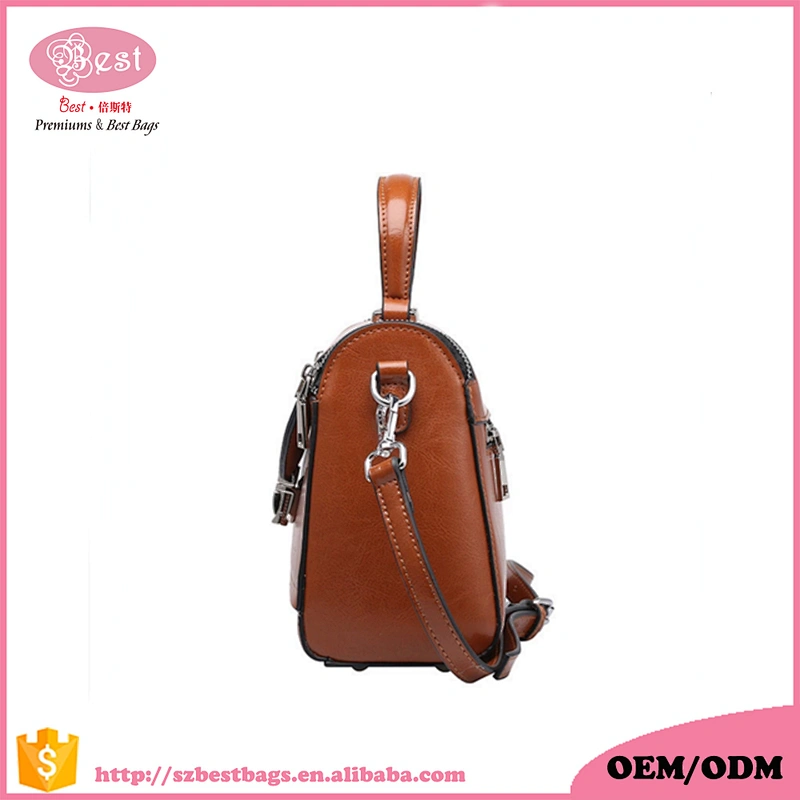 Lady fashion cross section two layer leather hand bag