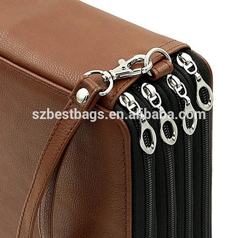 PU Leather Pencil Case Holder with Removal Handle Strap Pencil Box Large for Colored Pencils Watercolor Pencils
