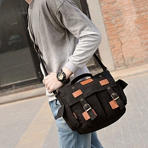 College mens small canvas crossbody multi pocket shoulder cross bag for men
