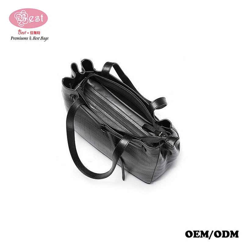 China Leather Handbag Manufacturer Embossed Real Leather Bucket Bag Women Hobo bag for Women