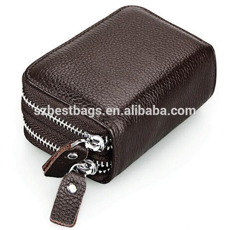 RFID Blocking Genuine Leather card wallet with multiple card slots money pocket
