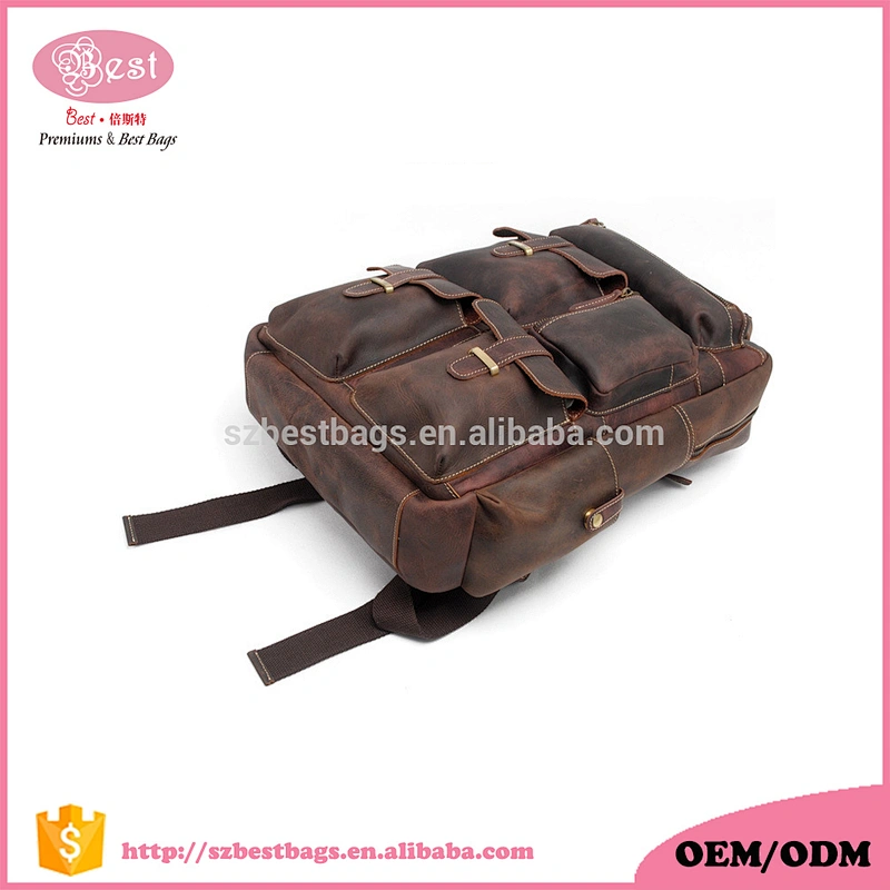 Factory Custom LOGO OEM Small MOQ Genuine Leather Brand Backpack Men