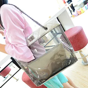 2019 girls fancy clear transparent pvc handbag beach shoulder sling bag